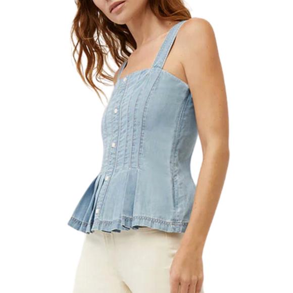 NEW VERONICA BEARD laura denim top in cold water - Picture 2 of 4